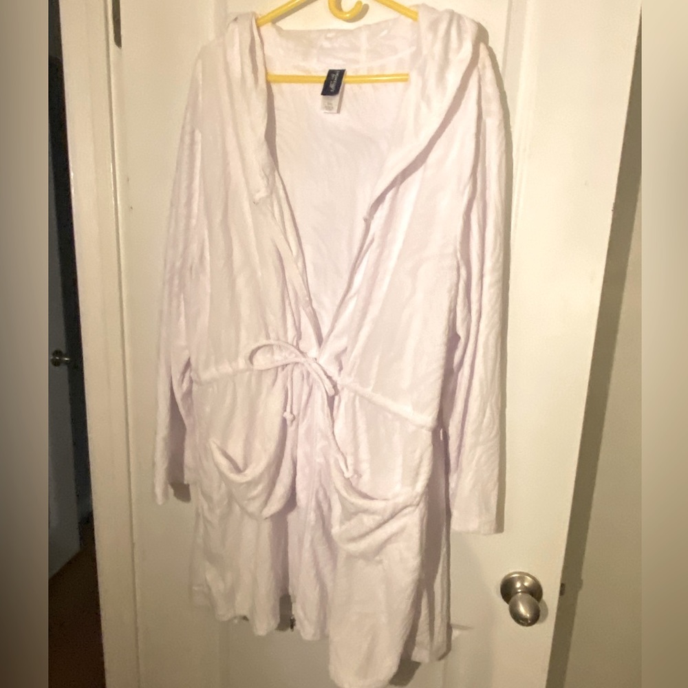 White terry cloth swim cover up